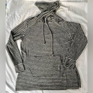 Sunday Womens Black Gray Striped Hoodie Soft Casual Size XL Athleisure Comfort